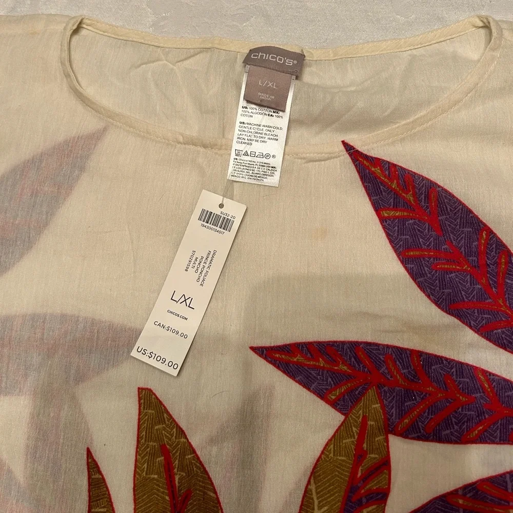 Brand new Chico’s tropical poncho. Size L/XL - Picture 4 of 4